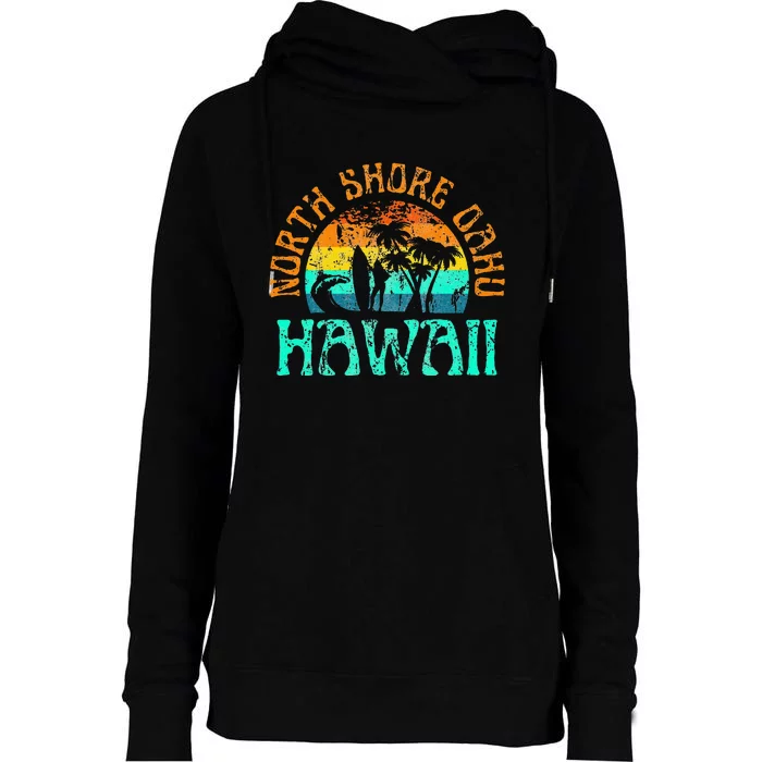 North Shore Oahu Hawaii Surf Beach Surfer Waves Womens Funnel Neck Pullover Hood