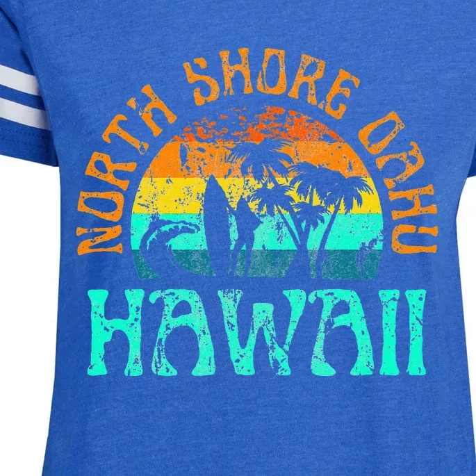 North Shore Oahu Hawaii Surf Beach Surfer Waves Enza Ladies Jersey Football T-Shirt