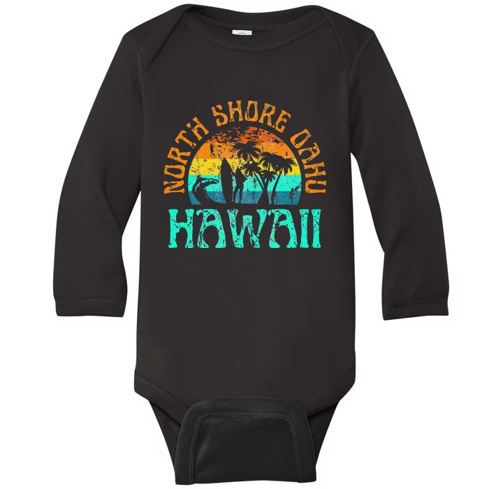 North Shore Oahu Hawaii Surf Beach Surfer Waves Baby Long Sleeve Bodysuit