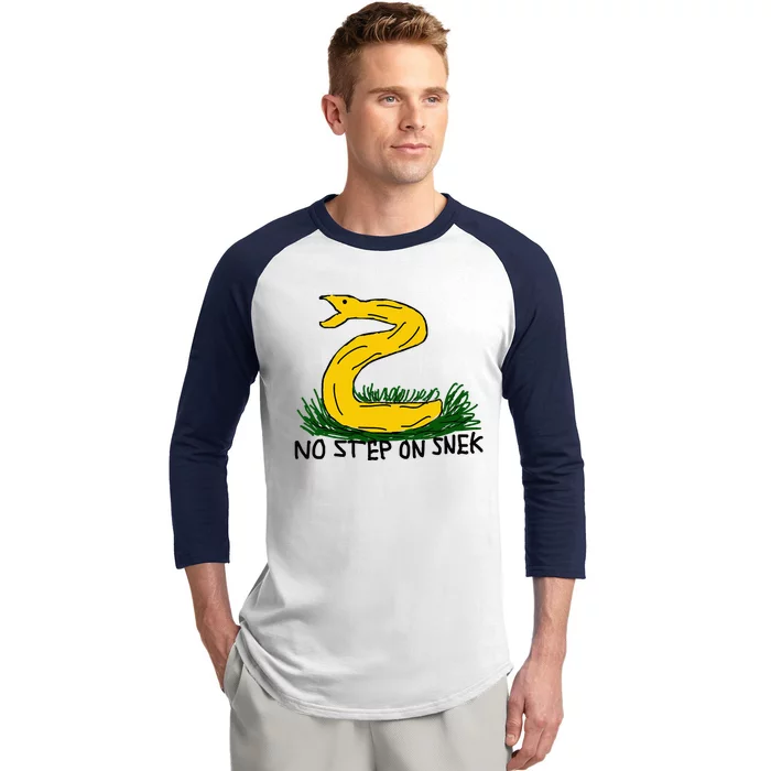 No Step On S.N.E.K Funny Bad Drawing Snake Parody Baseball Sleeve Shirt