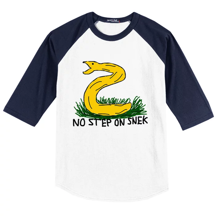 No Step On S.N.E.K Funny Bad Drawing Snake Parody Baseball Sleeve Shirt