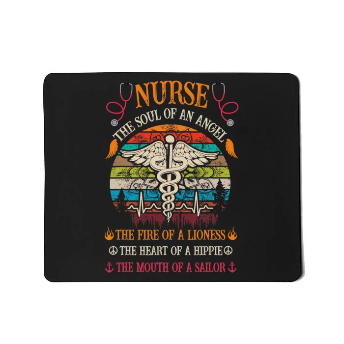 Nurse Soul Of An Angel Fire Of A Lioness Vintage Hippie Mousepad