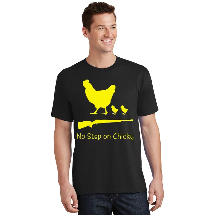 No Step On Chicky Libertarian Rifle Gadsden Flag Chicken Gun T-Shirt