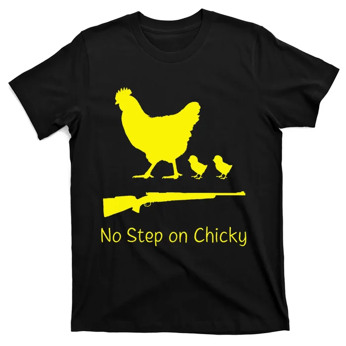 No Step On Chicky Libertarian Rifle Gadsden Flag Chicken Gun T-Shirt