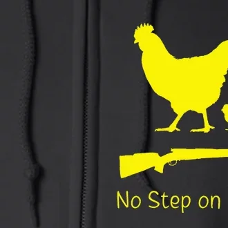 No Step On Chicky Libertarian Rifle Gadsden Flag Chicken Gun Full Zip Hoodie