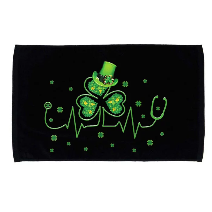 Nurse St Patricks Day Shamrock Heart Beat Lucky Nurse Microfiber Hand Towel