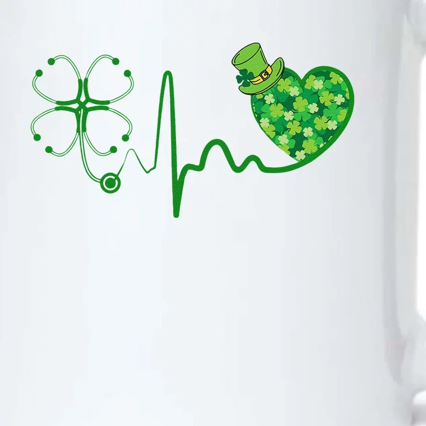 Nurse St Patricks Day Stethoscope Heartbeat Clover Nurses Black Color Changing Mug