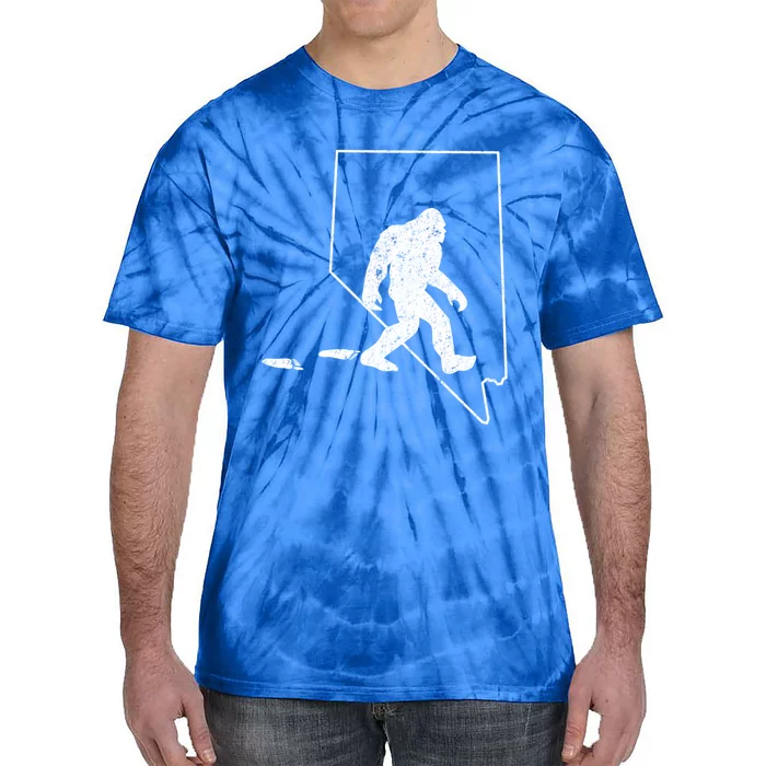 Nevada State Pride Vintage Bigfoot Hunter Gift Tie-Dye T-Shirt