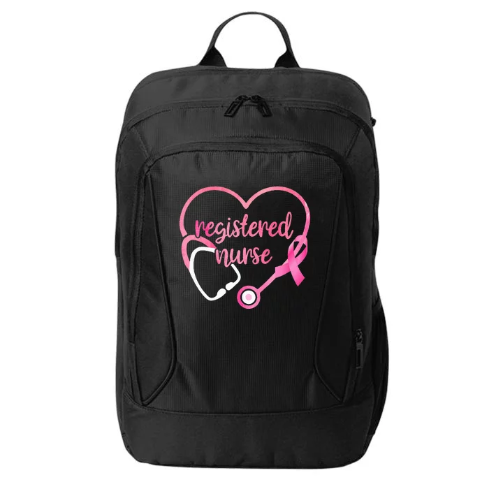 Nurse Support Pink Ribbon Breast Cancer Awareness City Backpack