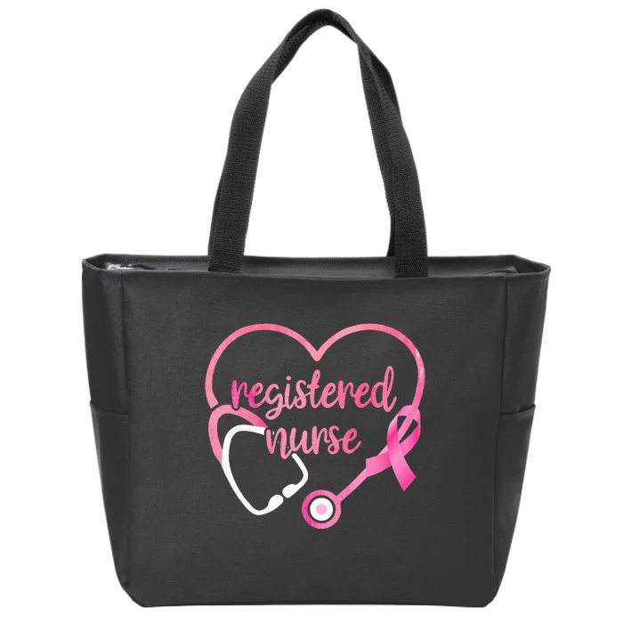 Nurse Support Pink Ribbon Breast Cancer Awareness Zip Tote Bag