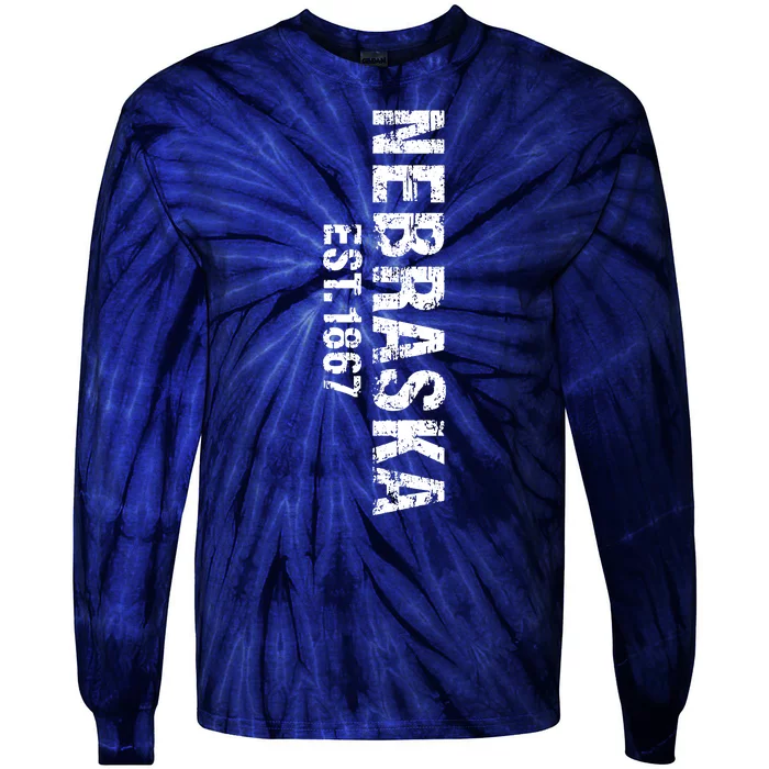 Nebraska State Patriotic American Usa Cool Distressed Design Tie-Dye Long Sleeve Shirt