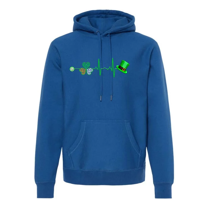 Nurse St Patricks Day Heartbeat Shamrock Nursing Stethoscope Gift Premium Hoodie