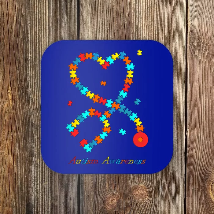 Nurse Stethoscope Puzzle Autism Awareness Meaningful Gift Coaster