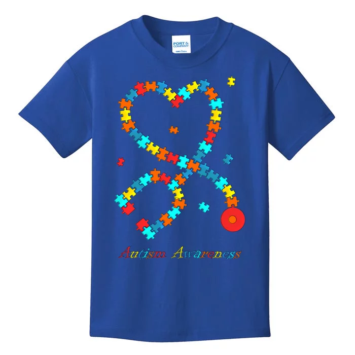 Nurse Stethoscope Puzzle Autism Awareness Meaningful Gift Kids T-Shirt