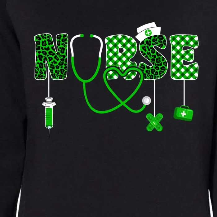 Nurse Saint Patricks Day Stethoscope Shamrock Leopard Irish Cool Gift Womens California Wash Sweatshirt