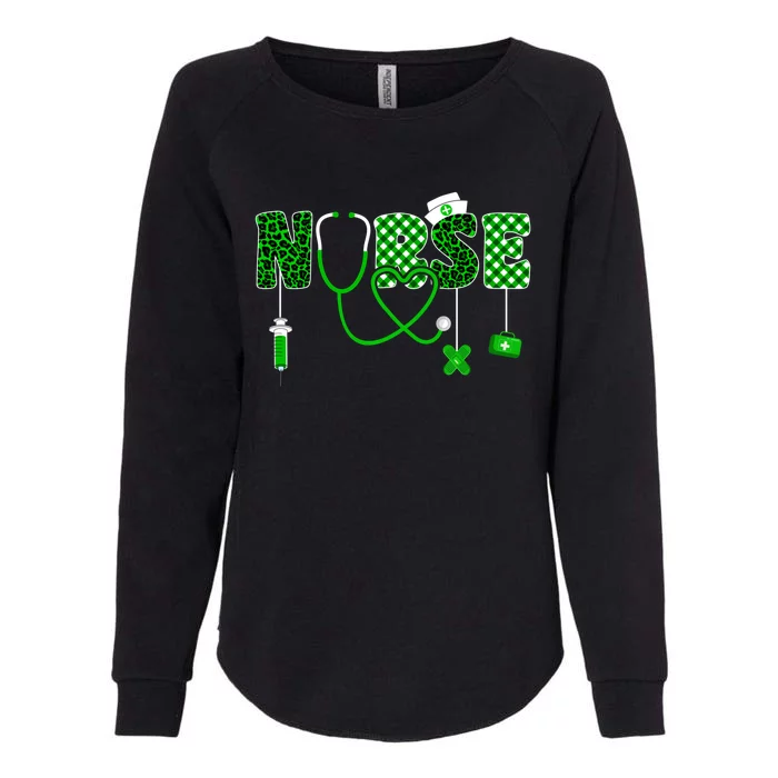 Nurse Saint Patricks Day Stethoscope Shamrock Leopard Irish Cool Gift Womens California Wash Sweatshirt