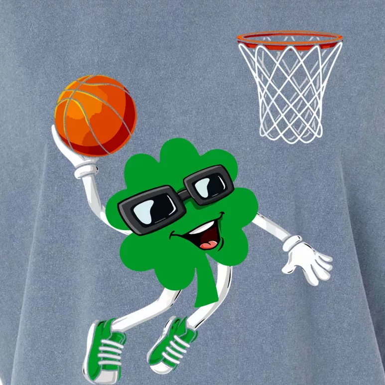 Nn St Patrick's Day Shamrock Dunking Basketball Cute Gift Garment-Dyed Women's Muscle Tee