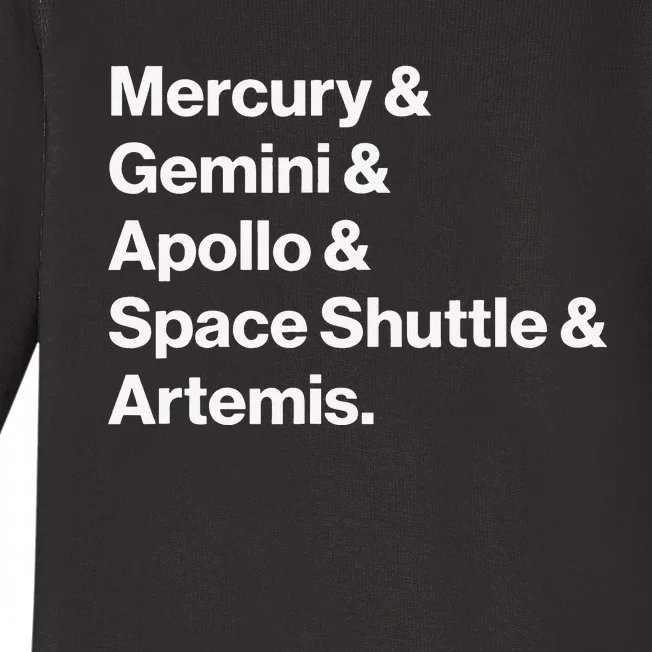 NASA Space Programs Mercury Gemini Apollo Shuttle Artemis Baby Long Sleeve Bodysuit