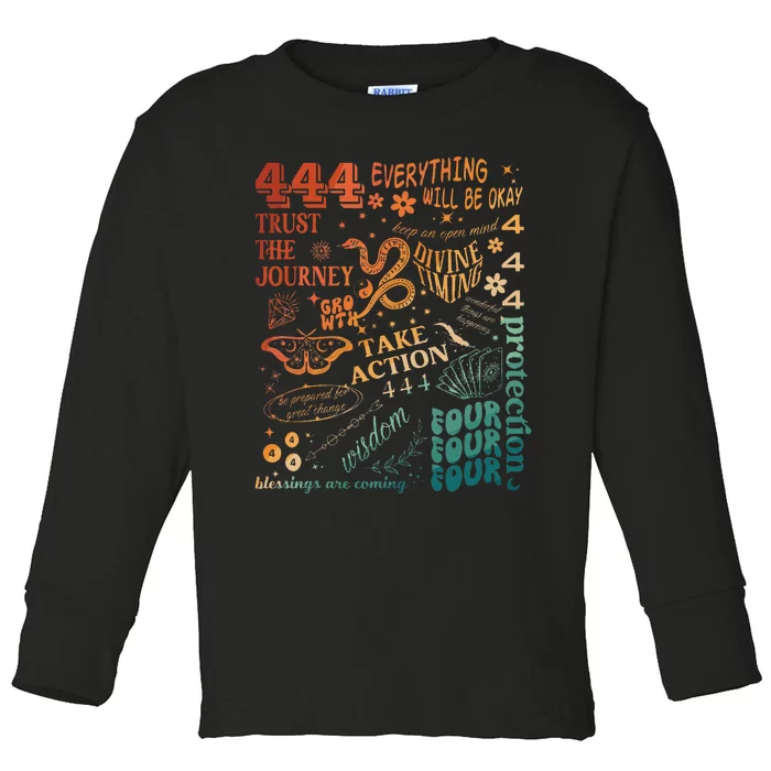 Numerology Spiritual Protection Aesthetic Angel Number 444 Toddler Long Sleeve Shirt