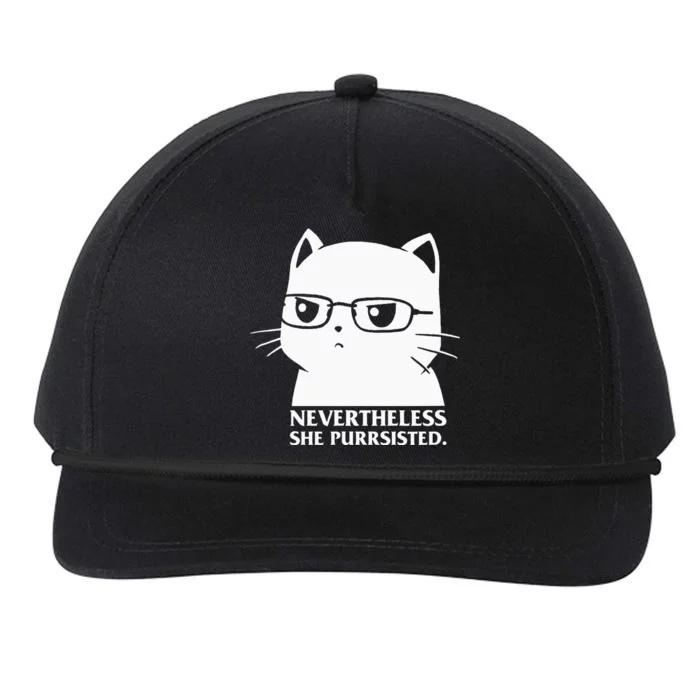 Nevertheless She Persisted Cat Nerd Funny Kitten Pet Owner Snapback Five-Panel Rope Hat