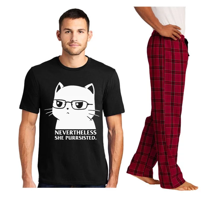 Nevertheless She Persisted Cat Nerd Funny Kitten Pet Owner Pajama Set