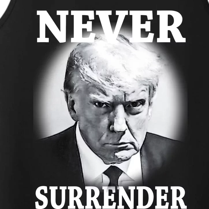 Never Surrender President Trump Mugshot Performance Tank