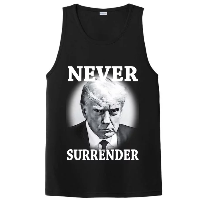 Never Surrender President Trump Mugshot Performance Tank