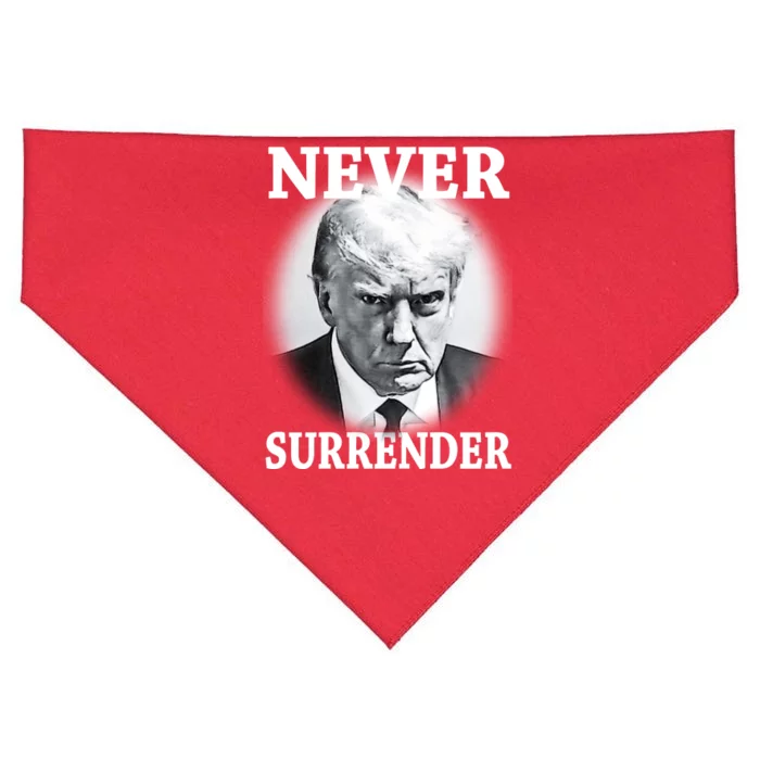 Never Surrender President Trump Mugshot USA-Made Doggie Bandana