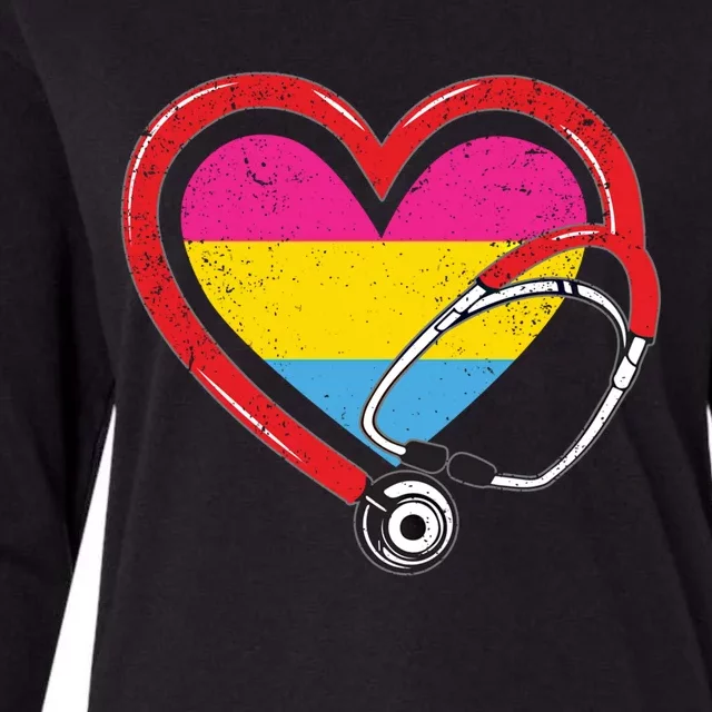 Nurse Stethoscope Pansexual Lgbtq Pride Heart Rn Nursing Funny Gift Womens Cotton Relaxed Long Sleeve T-Shirt