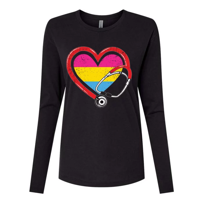 Nurse Stethoscope Pansexual Lgbtq Pride Heart Rn Nursing Funny Gift Womens Cotton Relaxed Long Sleeve T-Shirt