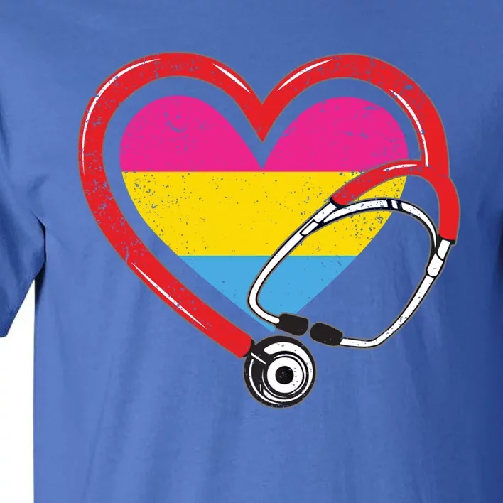 Nurse Stethoscope Pansexual Lgbtq Pride Heart Rn Nursing Funny Gift Tall T-Shirt