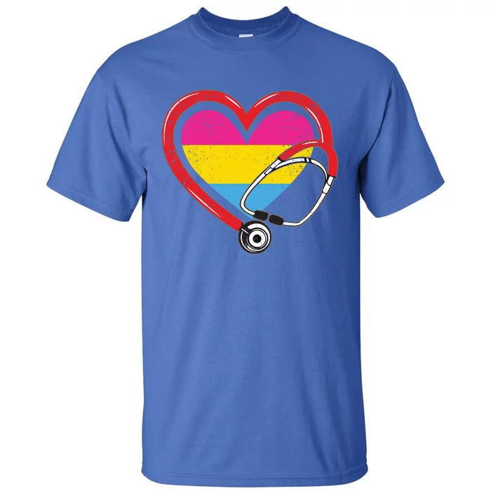 Nurse Stethoscope Pansexual Lgbtq Pride Heart Rn Nursing Funny Gift Tall T-Shirt