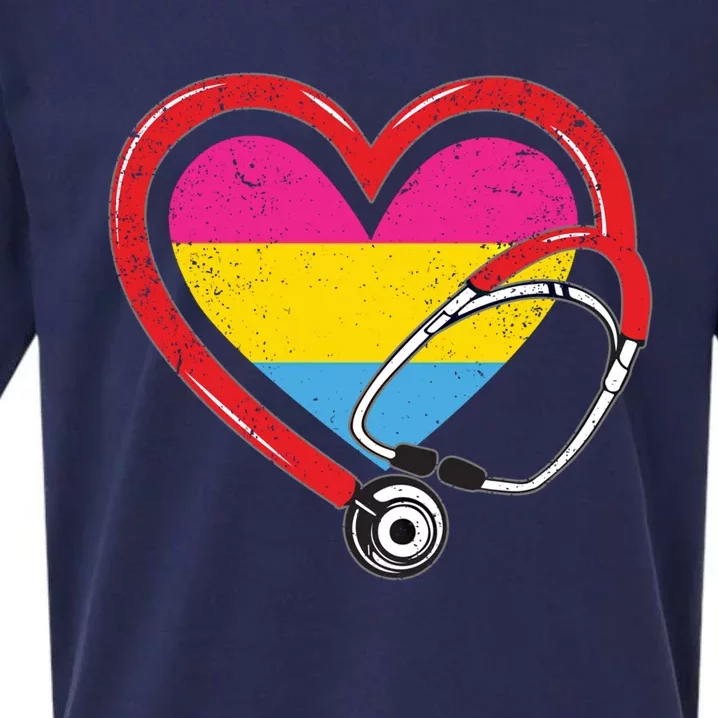 Nurse Stethoscope Pansexual Lgbtq Pride Heart Rn Nursing Funny Gift Sueded Cloud Jersey T-Shirt