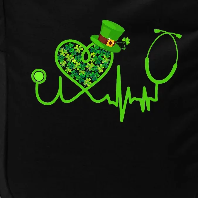 Nurse St Patricks Day Stethoscope Heartbeat Clover Impact Tech Backpack