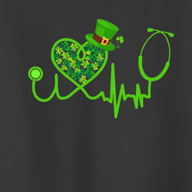 Nurse St Patricks Day Stethoscope Heartbeat Clover Toddler T-Shirt