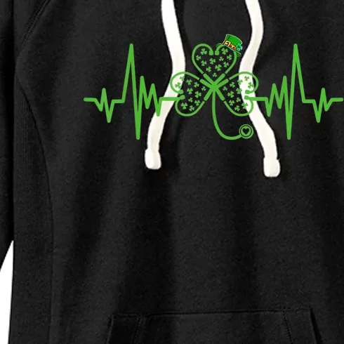 Nurse St Patricks Dayekg Shamrock Heart Beat Women's Fleece Hoodie