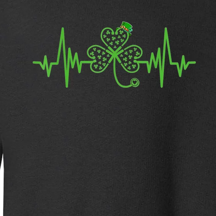 Nurse St Patricks Dayekg Shamrock Heart Beat Toddler Sweatshirt