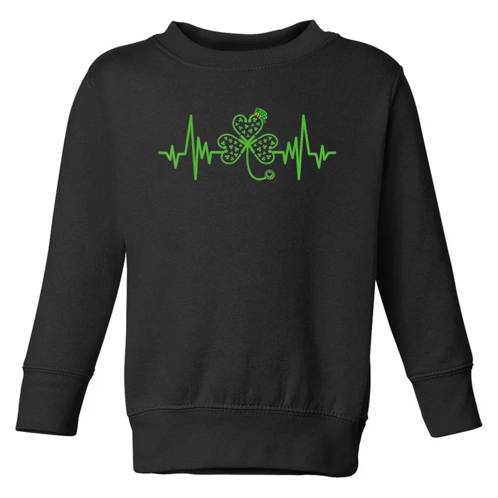 Nurse St Patricks Dayekg Shamrock Heart Beat Toddler Sweatshirt