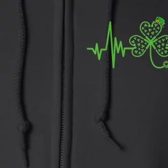 Nurse St Patricks Dayekg Shamrock Heart Beat Full Zip Hoodie