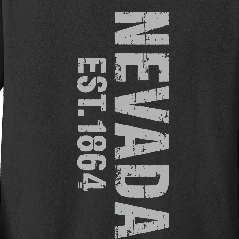 Nevada State Patriotic American Usa Cool Distressed Design Kids Long Sleeve Shirt