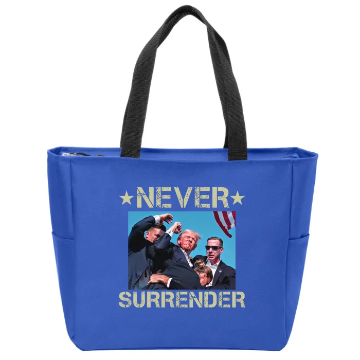 Never Surrender Pro Trump Trending Now Trump Shooter Chinese At Pennsylvania Zip Tote Bag