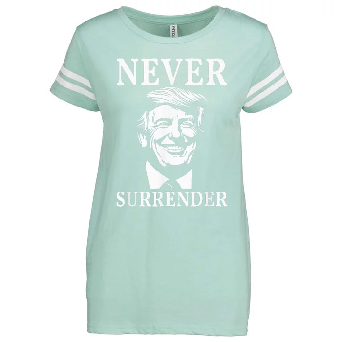 Never Surrender Pro Trump Enza Ladies Jersey Football T-Shirt