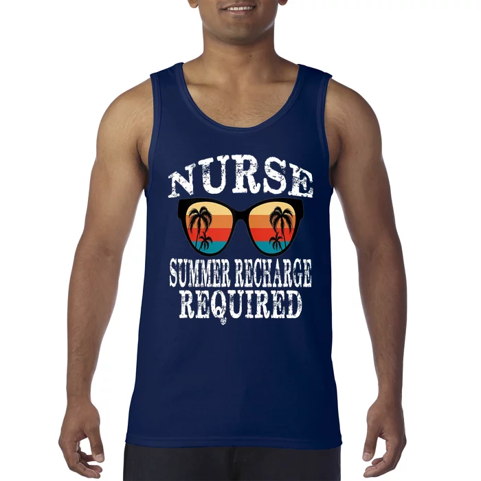 Nurse Summer Recharge Required Funny Vintage Sunglasses Tank Top