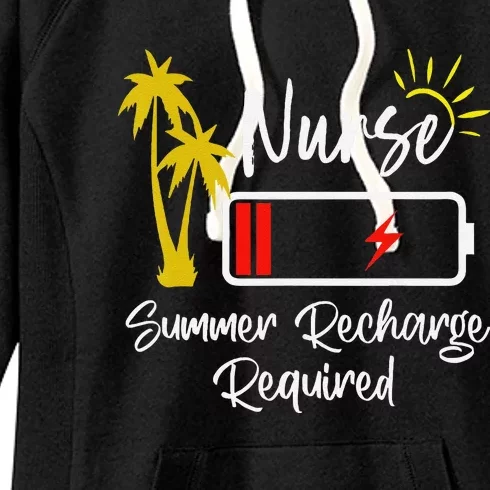 Nurse Summer Recharge Required Last day School Nurses Women's Fleece Hoodie