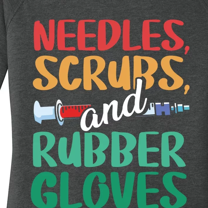 Needle Scrub Rubber Gloves Phlebotomy Tech Phlebotomist Women's Perfect Tri Tunic Long Sleeve Shirt