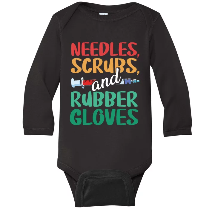 Needle Scrub Rubber Gloves Phlebotomy Tech Phlebotomist Baby Long Sleeve Bodysuit