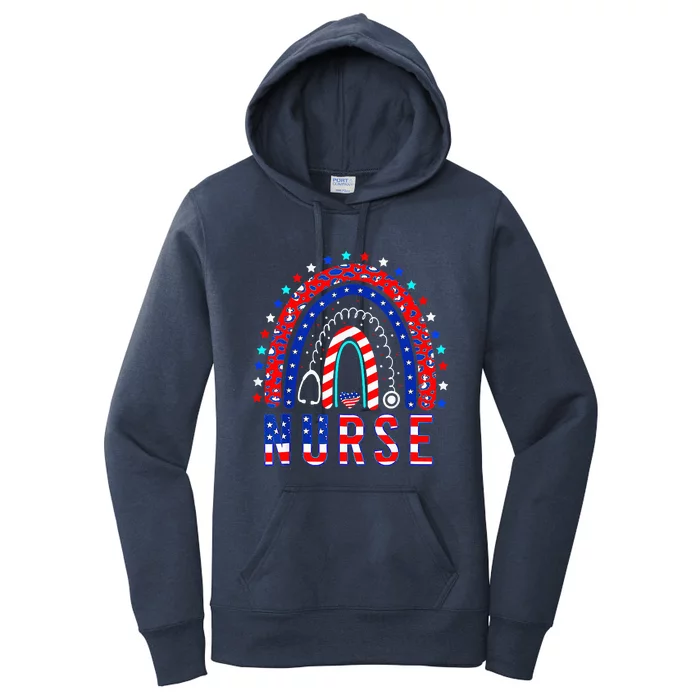 Nurse Stethoscope Rainbow Memorial Day Women's Pullover Hoodie