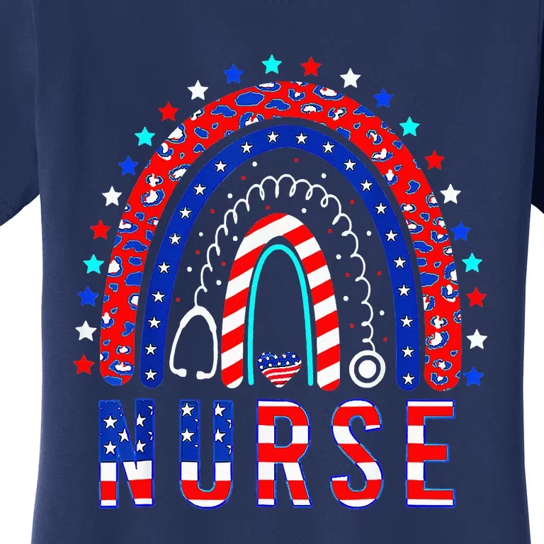 Nurse Stethoscope Rainbow Memorial Day Women's T-Shirt