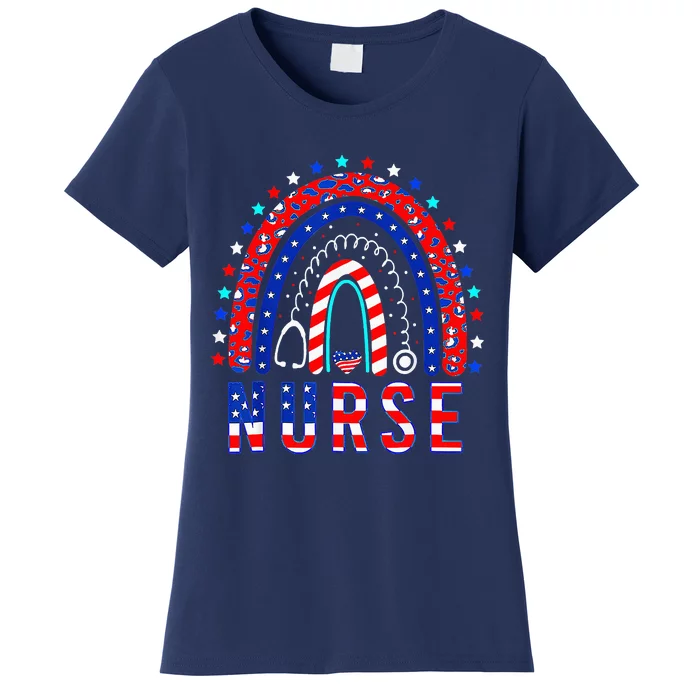 Nurse Stethoscope Rainbow Memorial Day Women's T-Shirt