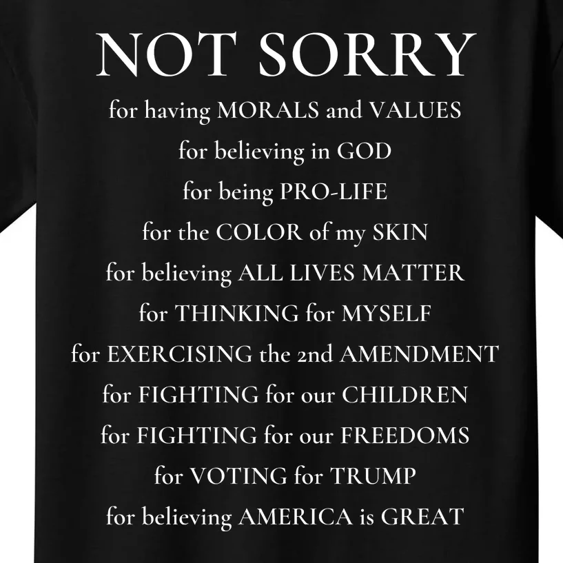 Not Sorry Republican Kids T-Shirt